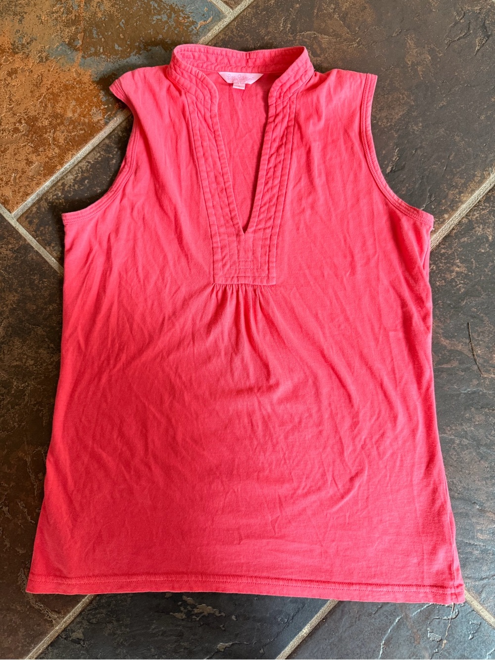 Women's Lilly Pulitzer Cotton Pink V-Neck Sleeveless Tank Top